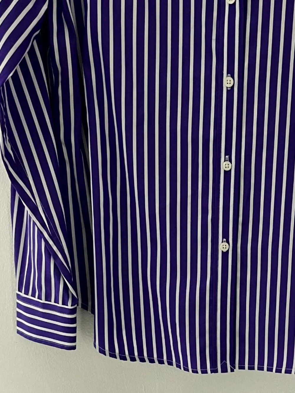 Lauren by Ralph Lauren Purple White Striped Button Down Dress Shirt Women Size 8 - Picture 5 of 10